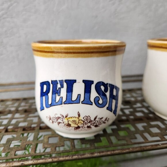 Set of 2 Vintage Relish and Mustard Jars - Made in Japan - Retro Condiment Conta - Picture 6 of 8